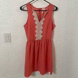 Francesca’s coral v neck dress